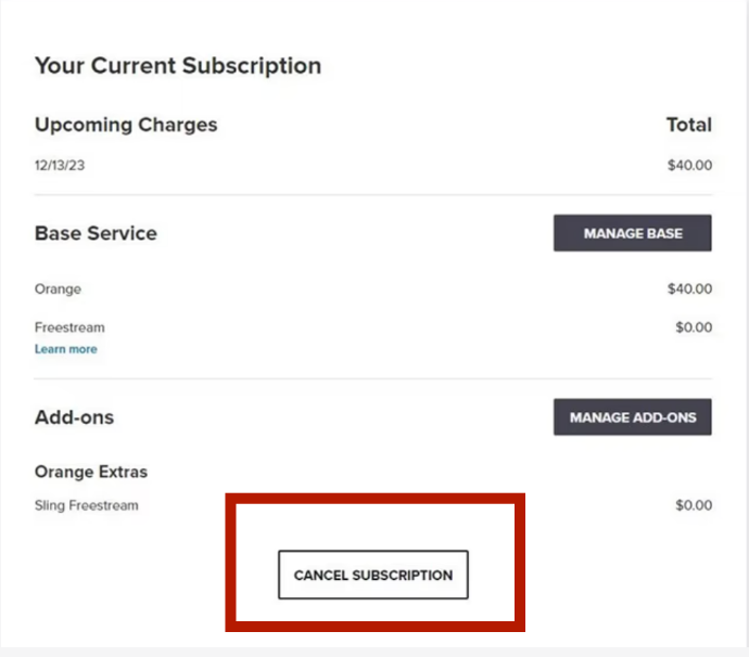 Cancel Sling TV Subscription - Cancle Subscription