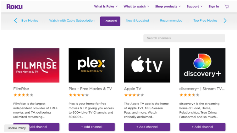 Head to the Roku Channel Store