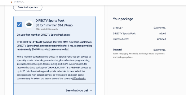 DIRECTV Sports Pack