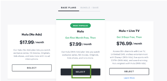 Select The Hulu plan