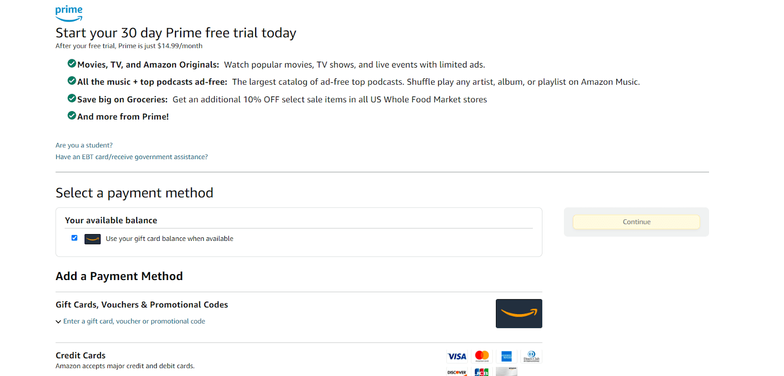 Amazon Payment Page