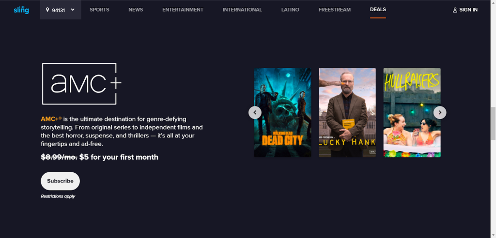 Sling TV Discount on AMC