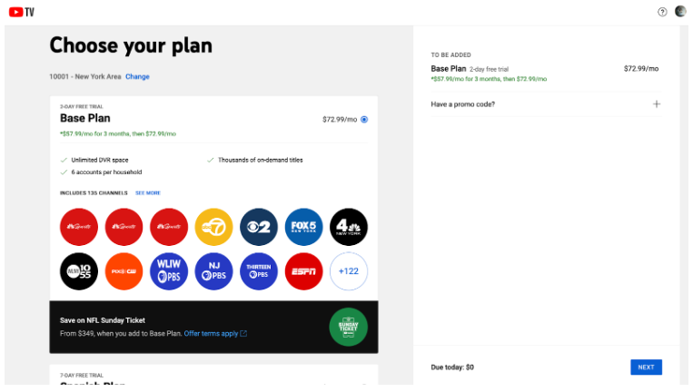 Choose the Base Plan