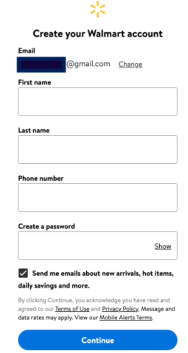 Create Your Walmart Account