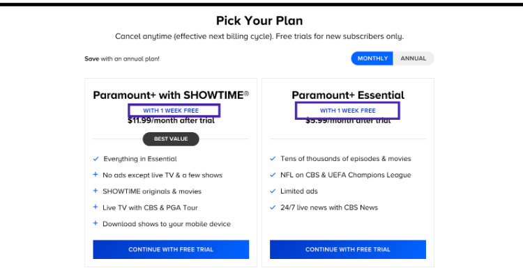 Paramount Plus Free Trial