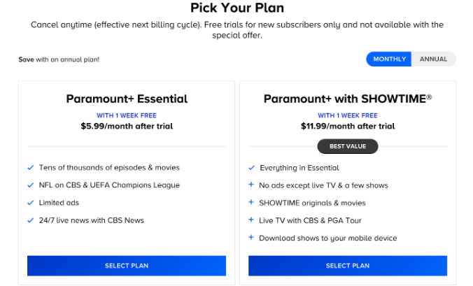 Paramount+Showtime Subscription