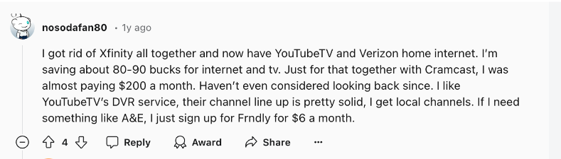 Xfinity - Reddit User Review