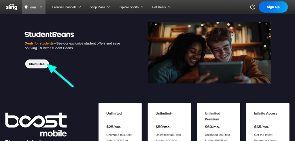 Claiming Sling TV Student Discount