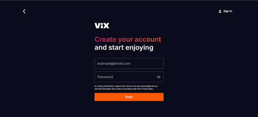 Create Your ViX Account