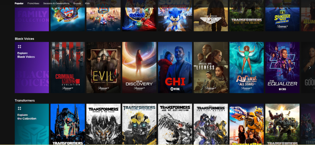 Paramount Plus Content Library 