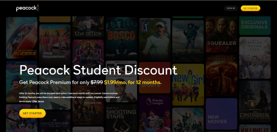 Peacock TV Student Discount