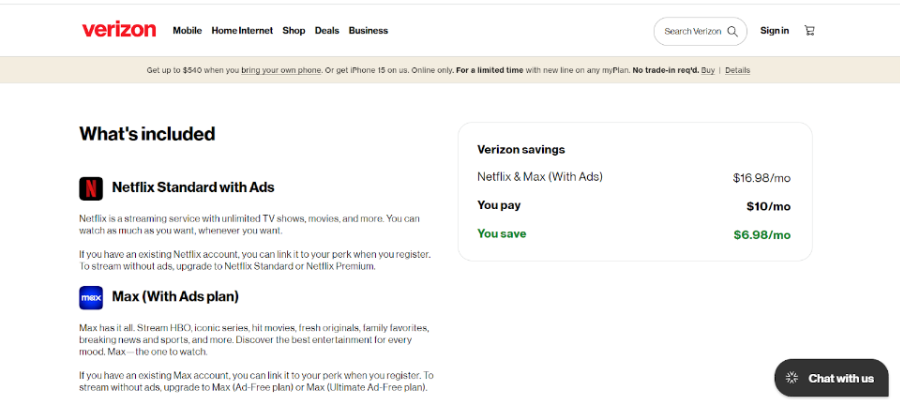 Verizon Netflix+Max
