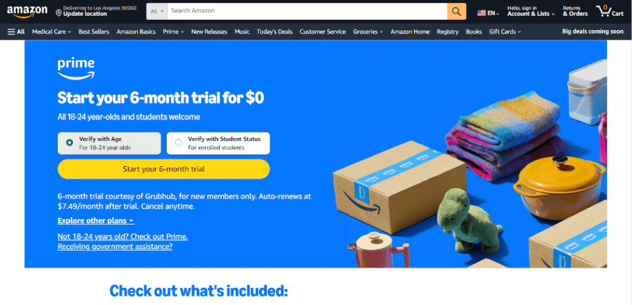 Amazon Prime Student Website