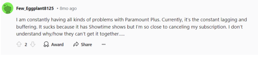 Another Paramount Plus Complaints 