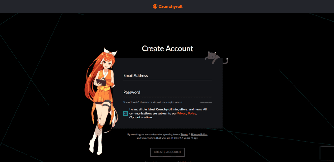 Create An Account By Providing Your Address
