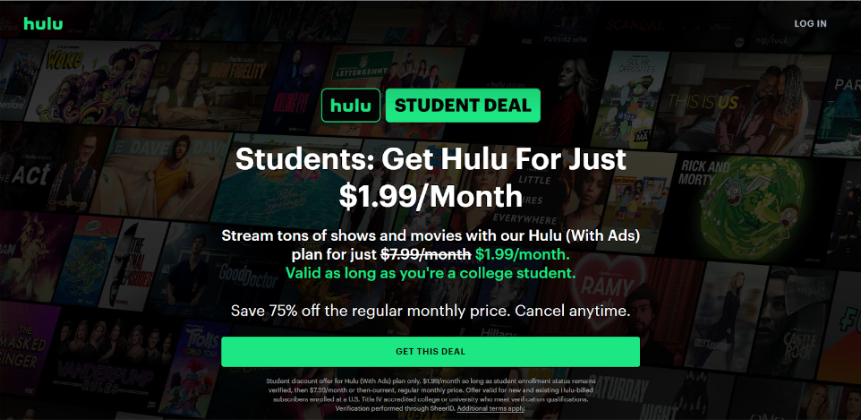 Hulu's Official Student Discount Page