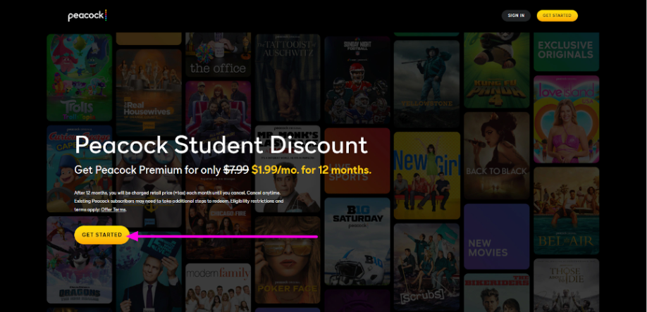 Visit Peacock Student Discount Page