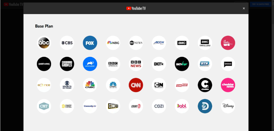 YouTube TV Channels