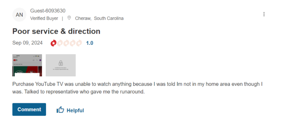 YouTube TV Complaints