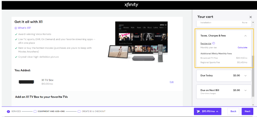 Additional Charges That Xfinity Charges
