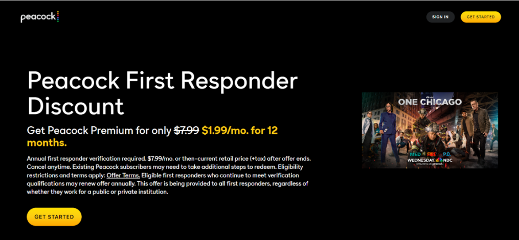 Peacock Premium First Responder Discount
