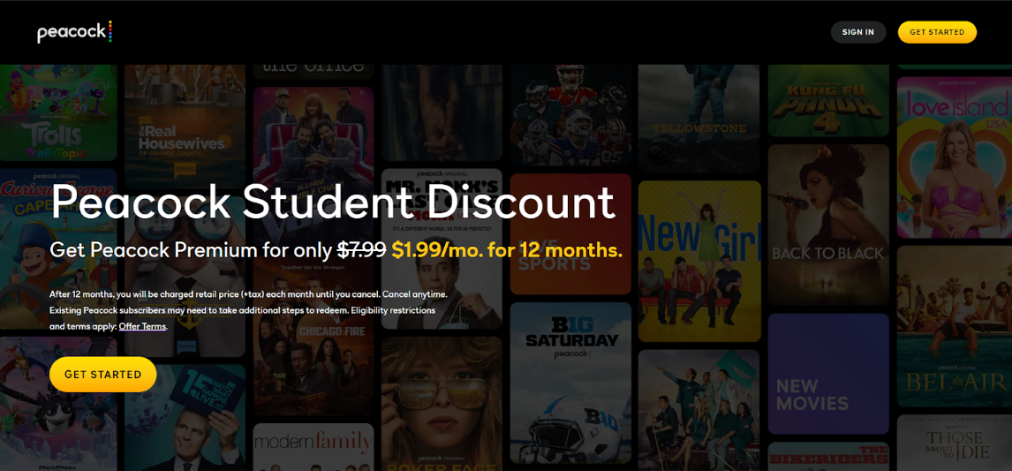 Peacock Premium Student Discount