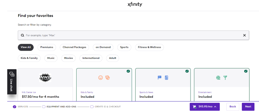 Xfinity Channel Add-ons
