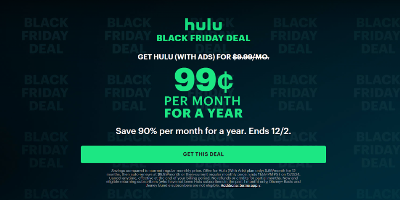 Hulu Black Friday Discount