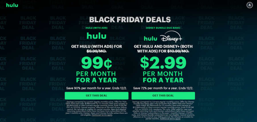 Hulu Black Friday Page 