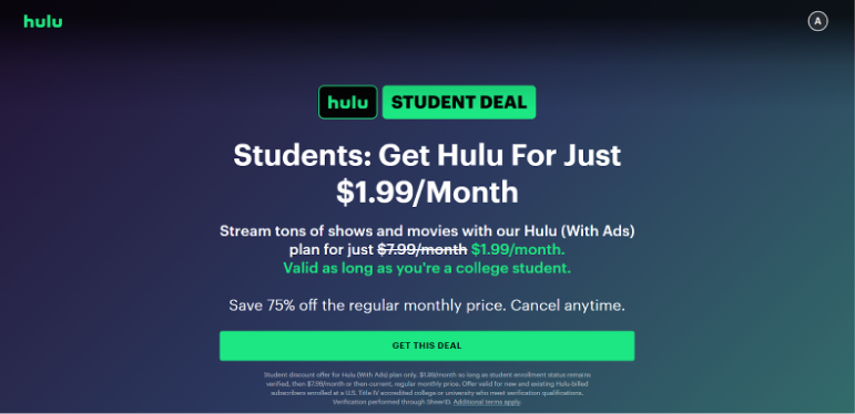 Hulu Student Discount
