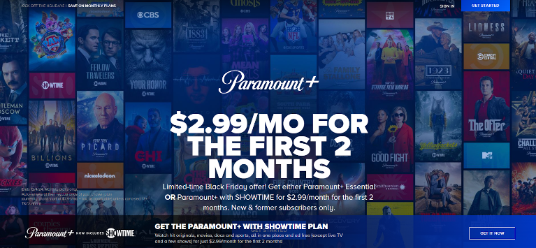 Paramount+ Black Friday Deal Page