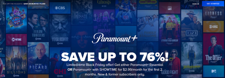 Paramount Plus Official Black Friday Page