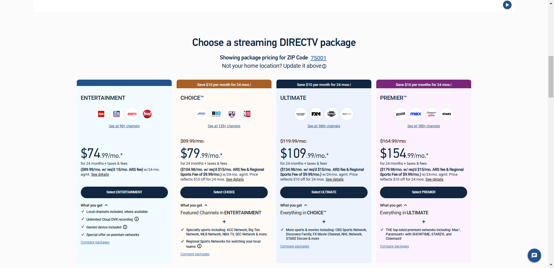 DIRECTV Packages