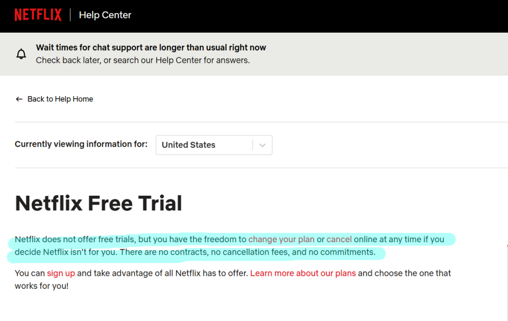 Netflix Help Center on Netflix Free trial