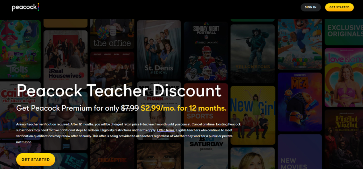 Peacock Teacher Discount