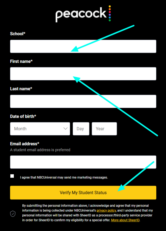 Provide Details To Confirm Your Student Status