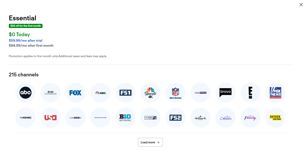FuboTV Essential Plan