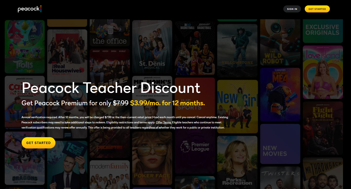 Peacock Teacher Discount