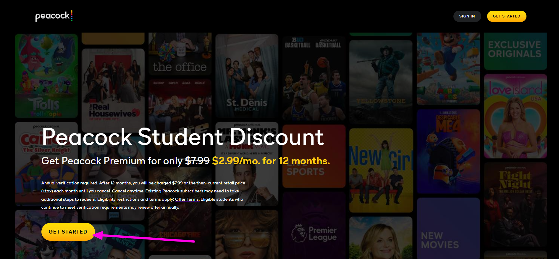 Visit Peacock Student Discount Page