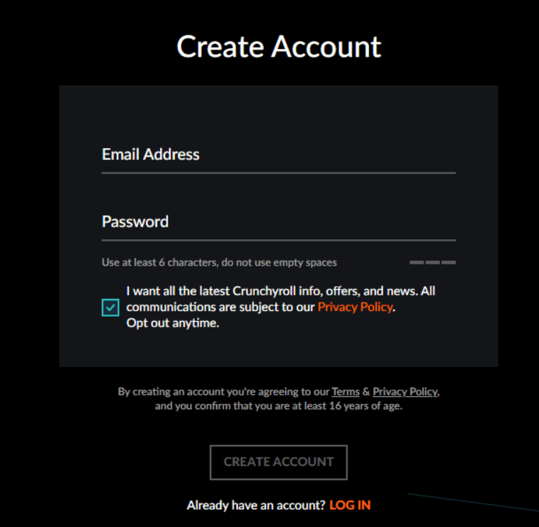 Create Your Crunchyroll Account