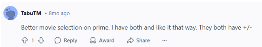 Netflix vs Amazon Prime Reviews - User 2