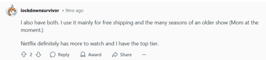 Netflix vs Amazon Prime Reviews - User 5