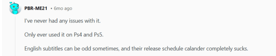 Reddit User Review