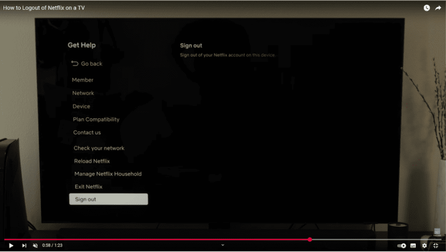 Select 'Sign out' from the list Select 'Sign out' from the list