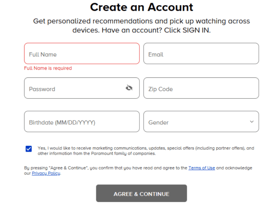 Create Your Account
