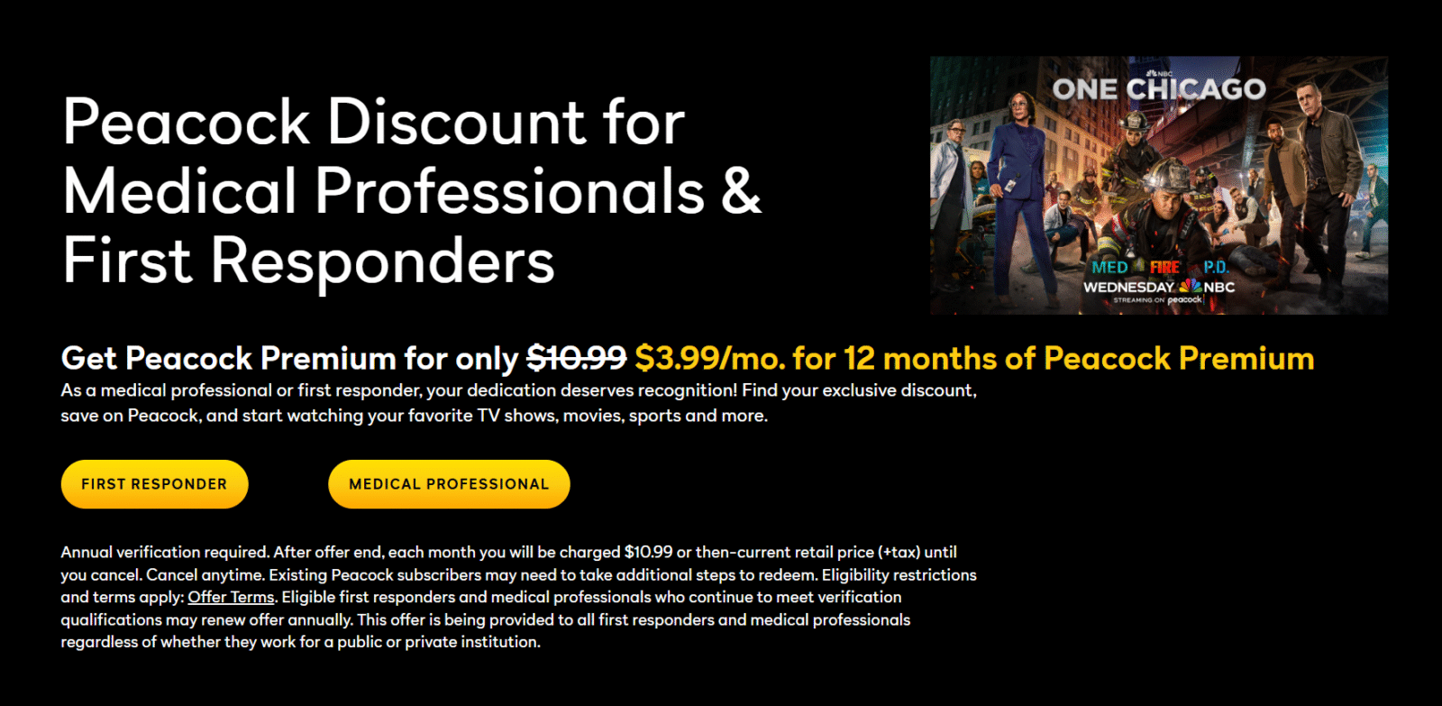 Peacock First Responder Discount