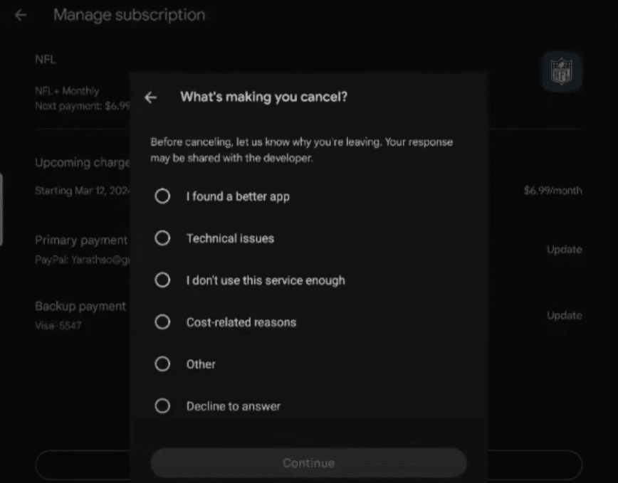 Click Cancel Subscription Click Cancel Subscription