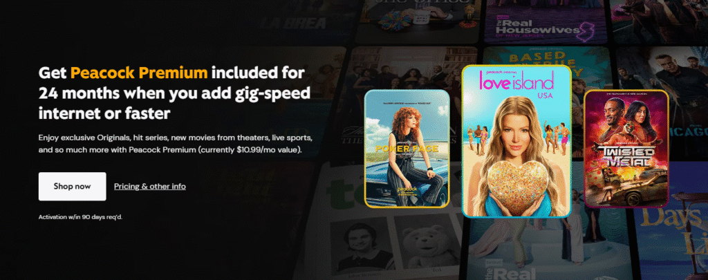 Free Peacock Premium with Gigabit Internet by Xfinity
