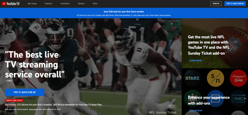 YouTube TV Free Trial