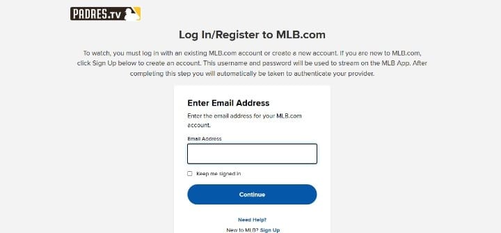 Log into MLB.TV account Log into MLB.TV account